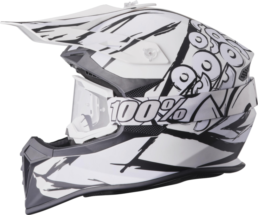 gms Motocrosshelm Fortis Graffi matt schwarz-weiss S